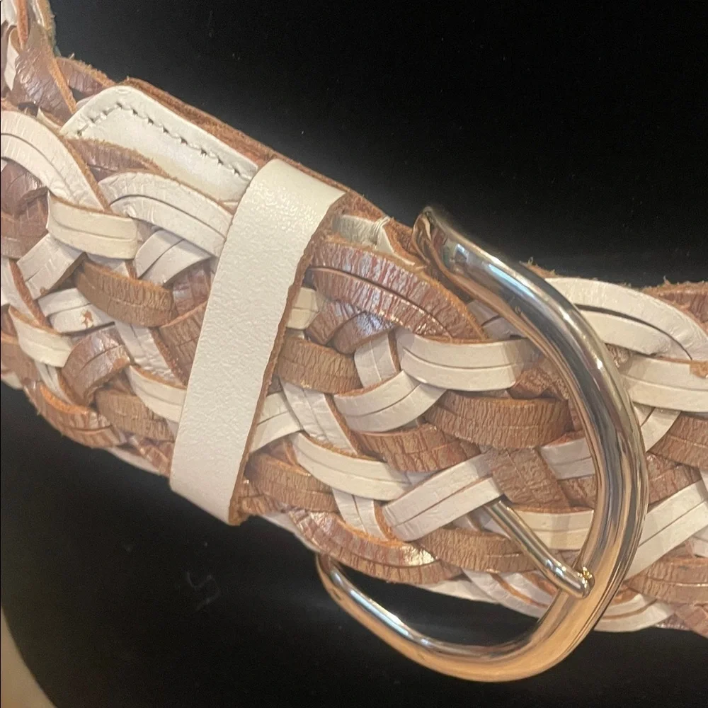 Braided Tan and Cream Belt express medium
